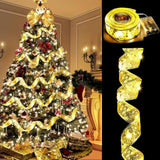 Christmas Tree Decorations ?Christmas Tree Ribbon String Ribbon Lights Gold 32Ft 100 Led Lights Copper Wire Bows Lights