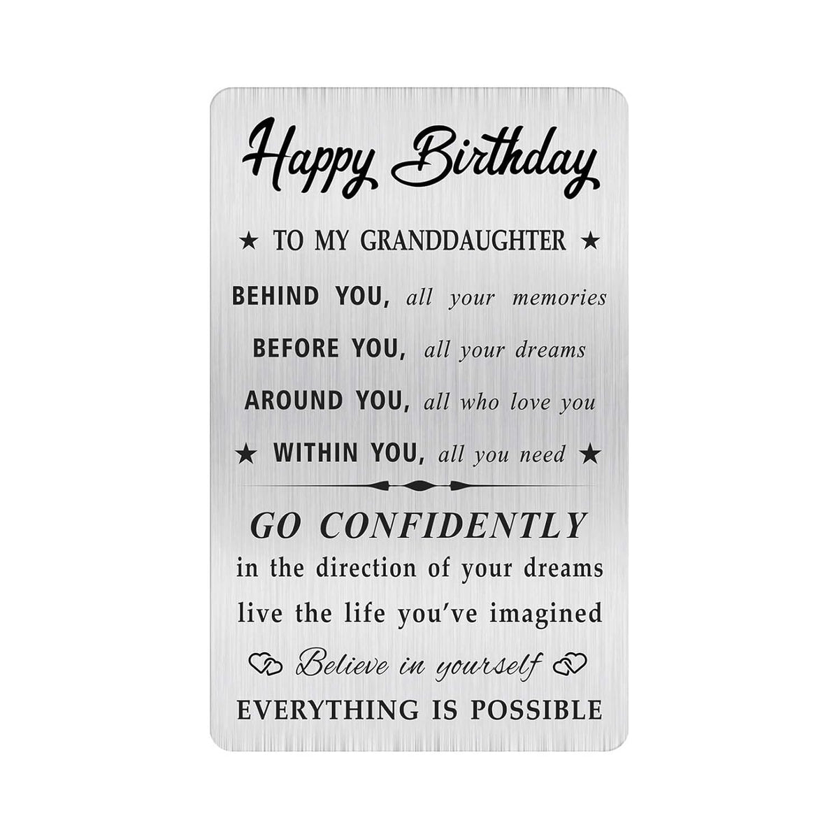 Granddaughter Birthday Card, Happy Birthday Granddaughter Gifts Ideas, Small Engraved Wallet Card