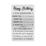 Granddaughter Birthday Card, Happy Birthday Granddaughter Gifts Ideas, Small Engraved Wallet Card