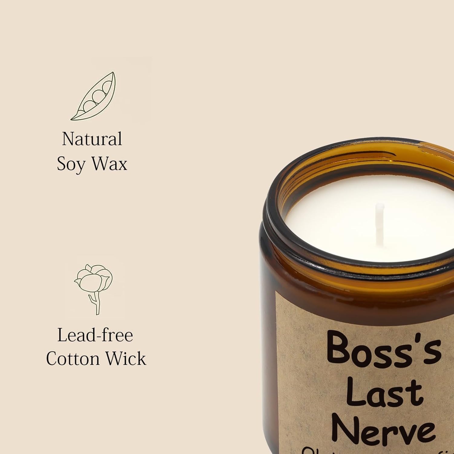 Boss Gifts For Women Men -Funny Boss Day Gifts, Coworker, Employee, Office Humor Vanilla Coconut Scented Candle (7Oz)