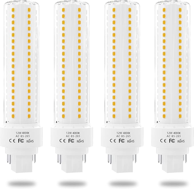 GX24Q LED Light Bulbs 4 Pack 12W 4000K Natural White 4 Pin CFL Replacement Ballast Bypass
