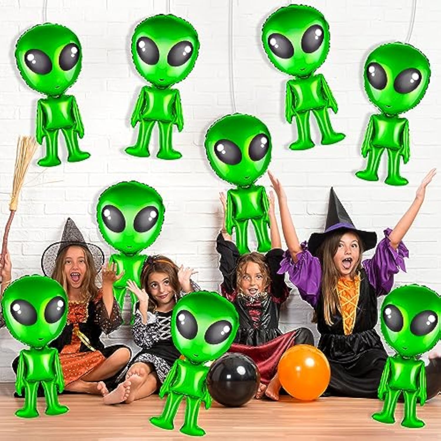 8 Pcs Alien Balloons 32 In Green Alien Inflatable Funny Inflatable Alien Balloon Blow Up Alien For Halloween, Christmas, Birthday Alien Party Decoration