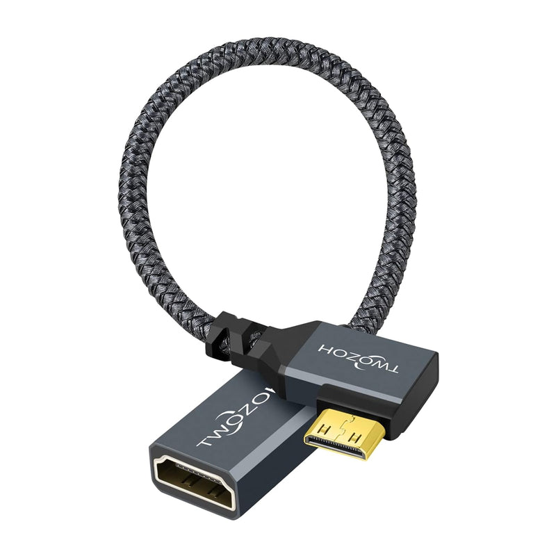 90° Degree Left Angle Mini Hdmi Male To Hdmi Female Cable 0.6Ft, Angled Mini H