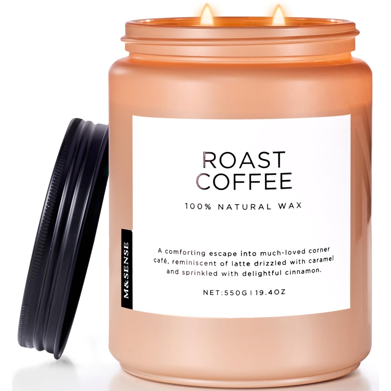 Coffee Candles Scented Strong, 2 Wick Jar Candle 19.4Oz, 110 Hours Burning Time, Organic Natural Soy Wax Candle For Bedroom Kitchen Home Decor, Housewarming Gift For Men And Women