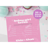 50 Who Knows The Birthday Girl Best Game Cards, Fun Birthday Game For Kids, Tweens, & Adults, Pink