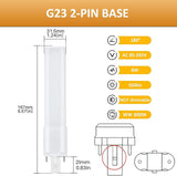 G23 LED PL-S Bulbs 2 Pack 6W 13W CFL Equivalent Warm White 2 Pin Ballast Bypass LED Replacement