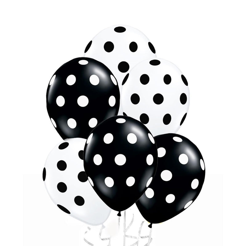 50 Pcs 12" Latex Balloons, Black And White Polka Dot Balloons For Brit