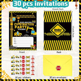 30 Pack Construction Party Invitations Construction Zone Birthday Invites With Yellow Envelopes And Stickers For Boy Kids Construction Dump Trucks Party Decoration Supplies