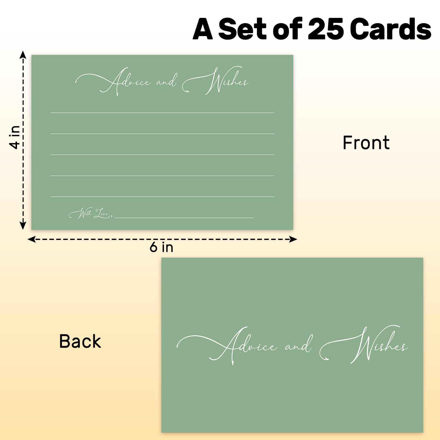 Advice And Wishes Cards For Wedding Shower Games, Advice And Wishes For The Mr And Mrs, Double-Sided 25 Cards (Green)