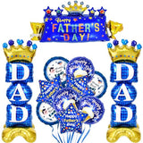12PCS Happy Father's Day Balloons Set,Aluminum Foil Balloons Include 2 Large DAD Standing Balloons, 1 Banner, and 9 18'' Balloons. Perfect for Father's Day Decorations and Themed Party Celebrations.