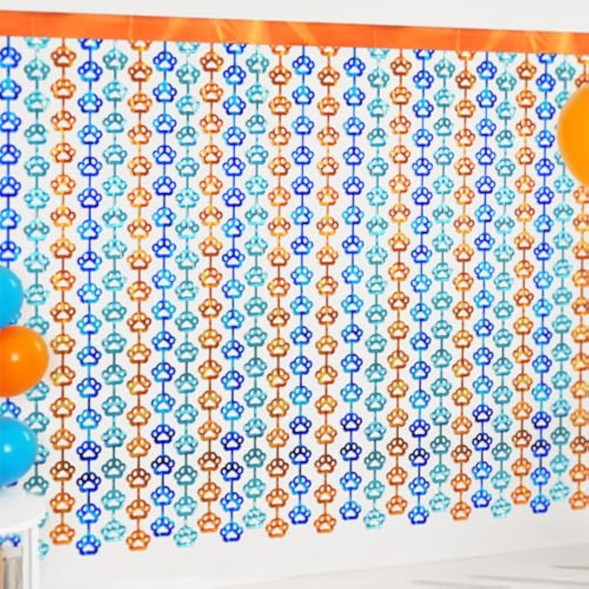 Orange Foil Fringe Curtain 2 Pack 3.3x6.6Ft Party Photo Booth Decor