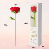 Handmade Crochet Red Rose, Knitted Bouquet Rose, Artificial Rose For Girl, Perfect For Birthday, Thanksgiving Day, Christmas, Anniversary, Valentine'S, Mother'S Day, Wedding Decor, Performance Props