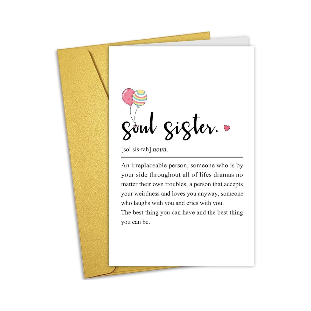 Soul Sister Definition Card, Best Friend Birthday Cards, Friendship Card For Bestie Bff, Unique Birthday Cards For Women Girl Lady, Galentine'S Day Gift For Her
