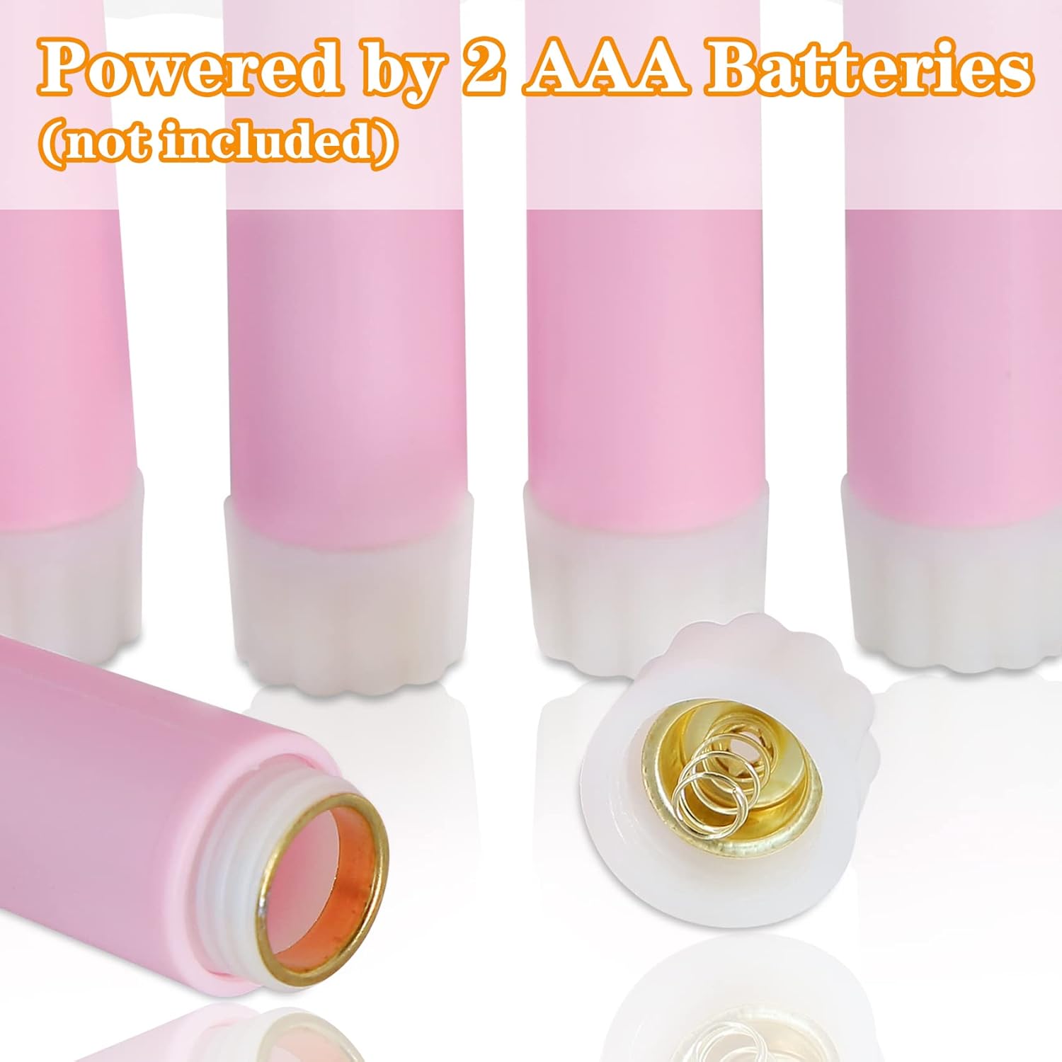 Pink Flameless Taper Candles With Remote, Battery Powered Halloween Led Candlesticks Set Of 6