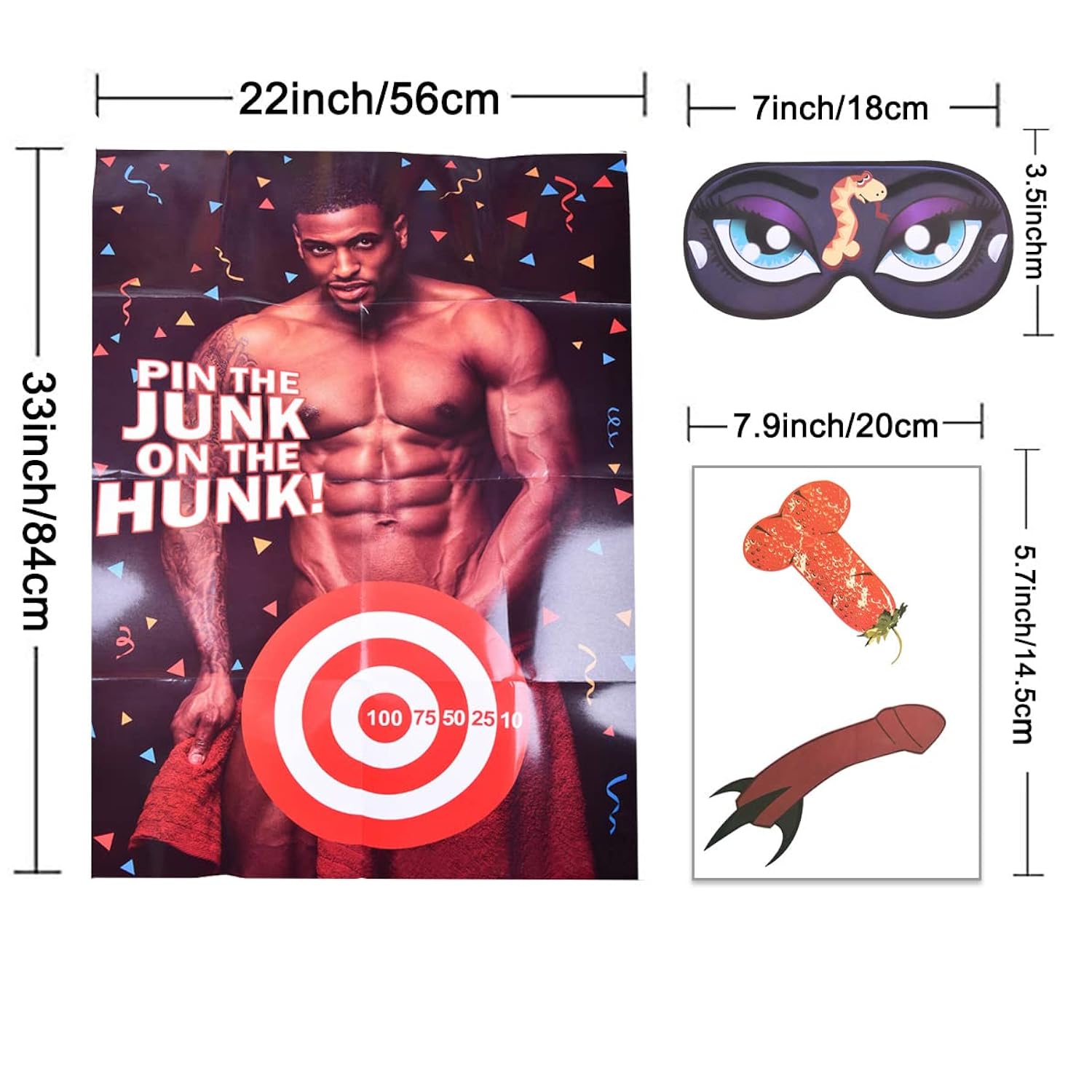 Bachelorette Party Games Set, Penis Willy Shape Ring Toss Hoopla Games Set For Adults And 1Pcs Party Poster Pin The Love Muscle On Romeo