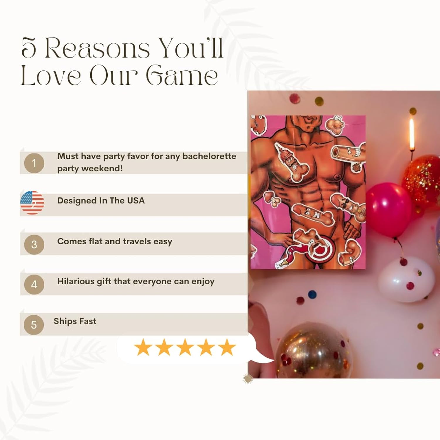 Game- Pin The Hunk, Poster Board, 12 Stickable Piece, Blindfold, Non-Stop Laughs Included