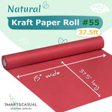 15" X 450" (37.5') Kraft Paper Roll For Art Craft Supplies Gift Wrapping Moving Packing Kids Painting Drawing Paint Easel Poster Chart Paper (Red, 15" W X 450" L (37.5'))