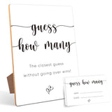 Guessing Game, Wooden Sign With Stand & 50 Cards, Party Games & Activities, 5X7 Inches, Love Theme, Bridal & Baby Showers, Office Parties