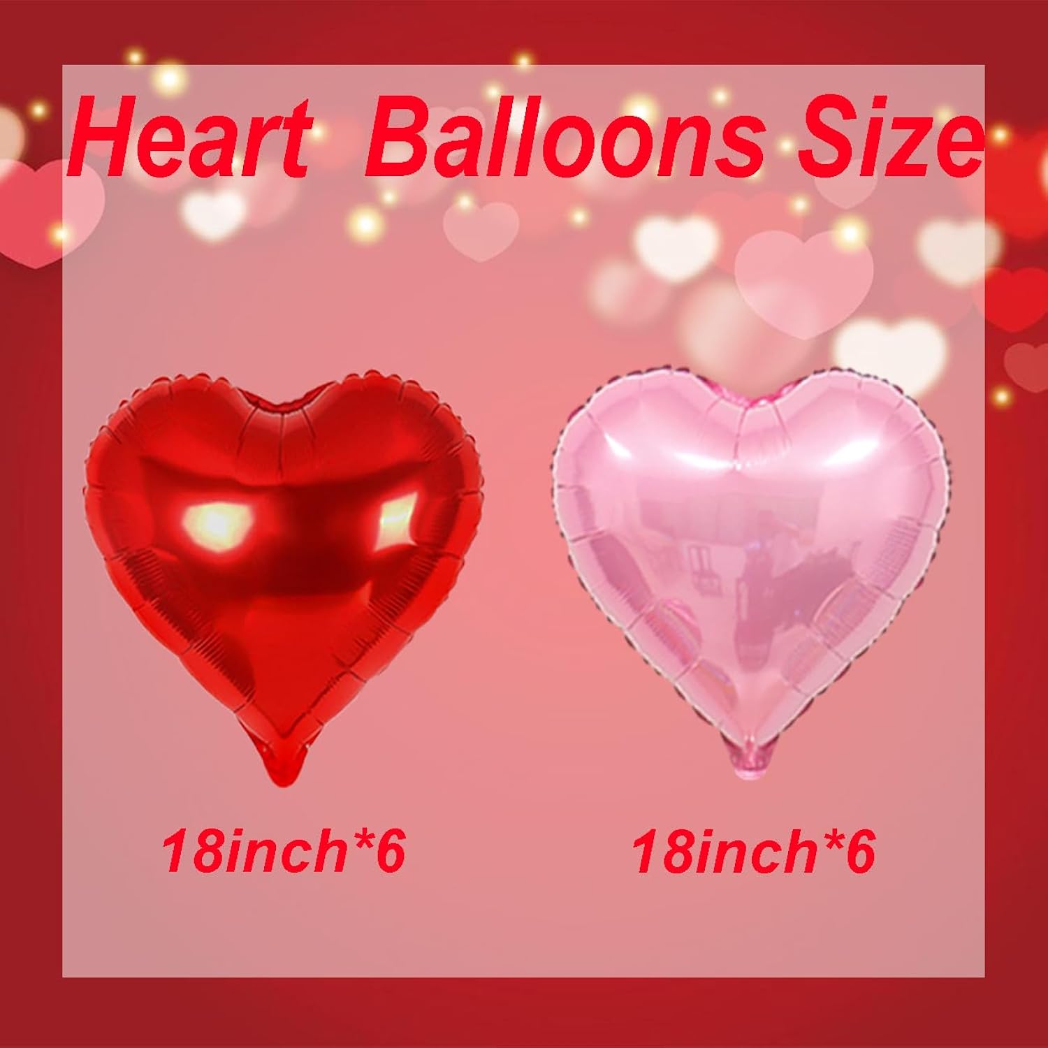 12 Pcs Red And Pink Heart Balloons - 18 Inch, Heart Foil Balloons Love Balloon Valentines Day Balloon For Wedding Engagement Birthday Party Bridal Shower Decorations