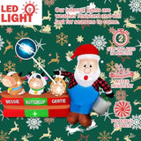 Christmas Inflatables 7Ft Long Santa Claus With Cows Farm Decoration, Led Lighted Xmas Blow Up Cow For Party Indoor Outd