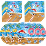 40Pcs End Of School Pool Party Plates And Napkins, Pool Party Decorations Schools Out For Summer Disposable Plates Napkins Tableware Set For Summer Birthday Supplies