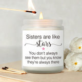 Candle Gift For Sister From Sisters, Sisters Are Like Stars Candle, Funny Appreciation Quotes Candles Gift For Bestie Sister-In-Law, Birthday Thanksgiving Graduation Christmas Candles For Sister-13