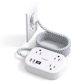 Cruise Approved Travel Power Strip 3 Outlets 4 USB Ports 2 USB C 10FT Flat Plug Extension Cord White