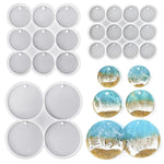Set Of 3 Sizes Flat Circle Silicone Molds With Hole, Drilled Round Earrings, Pendant, Keychain, Pet Tag, White