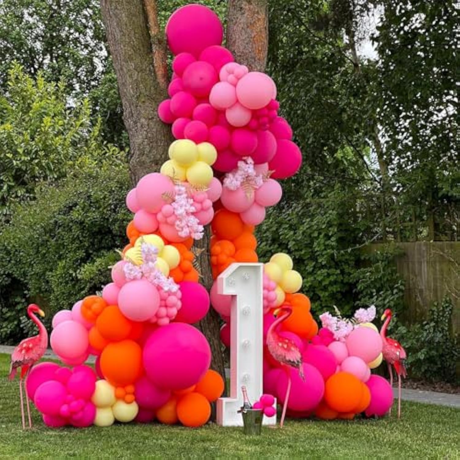 Balloons Pink Orange Yellow, 50Pcs Pink Yellow Orange Balloon Arch Kit, Latex Party Balloons For Birthday Decoration Wedding Baby Shower Engagement Diy Hula Hoop Balloons Decoration Party Supplies