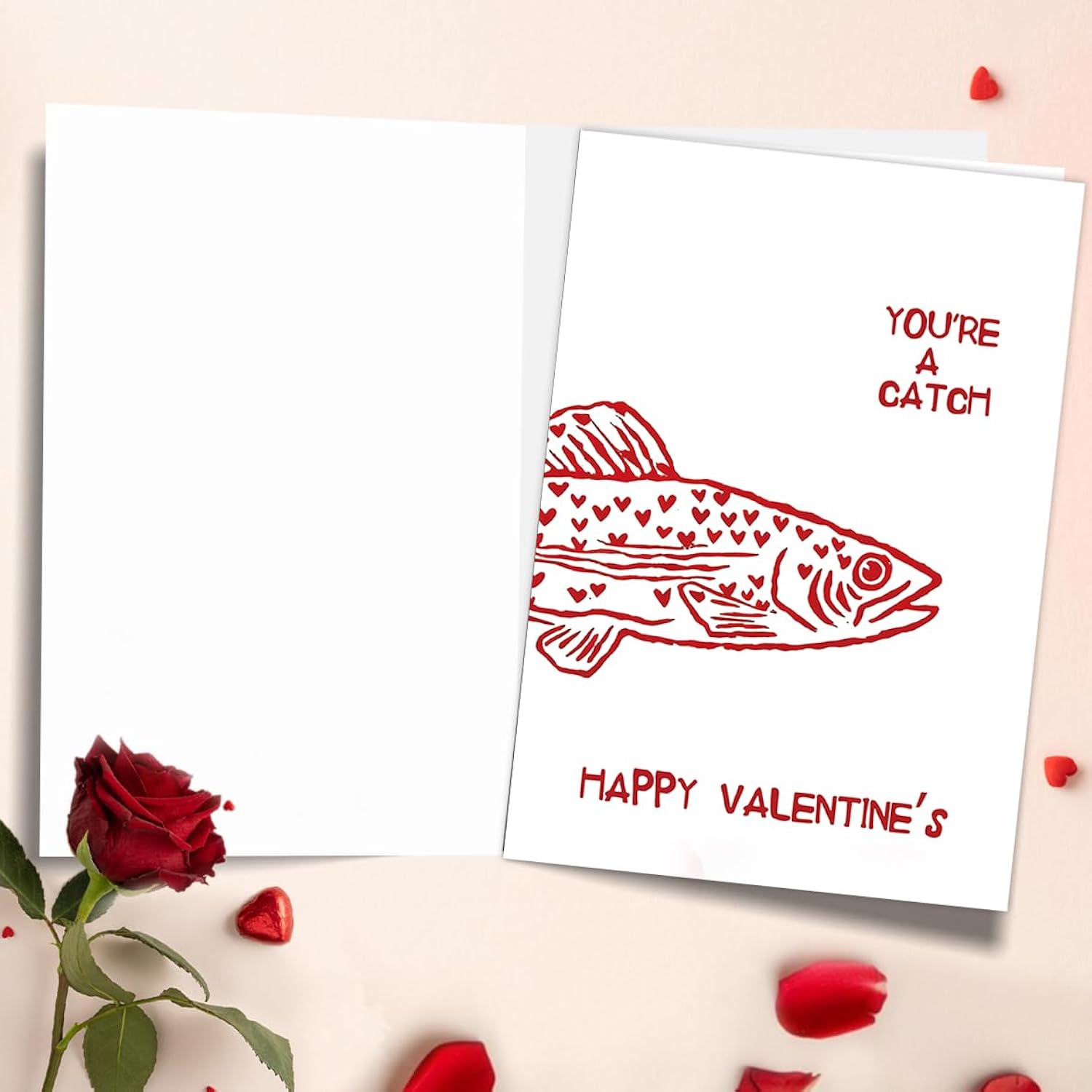 Fish Valentines Day Card For Him Her, Funny Valentines Day Gift For Husband Wife Boyfriend Girlfriends