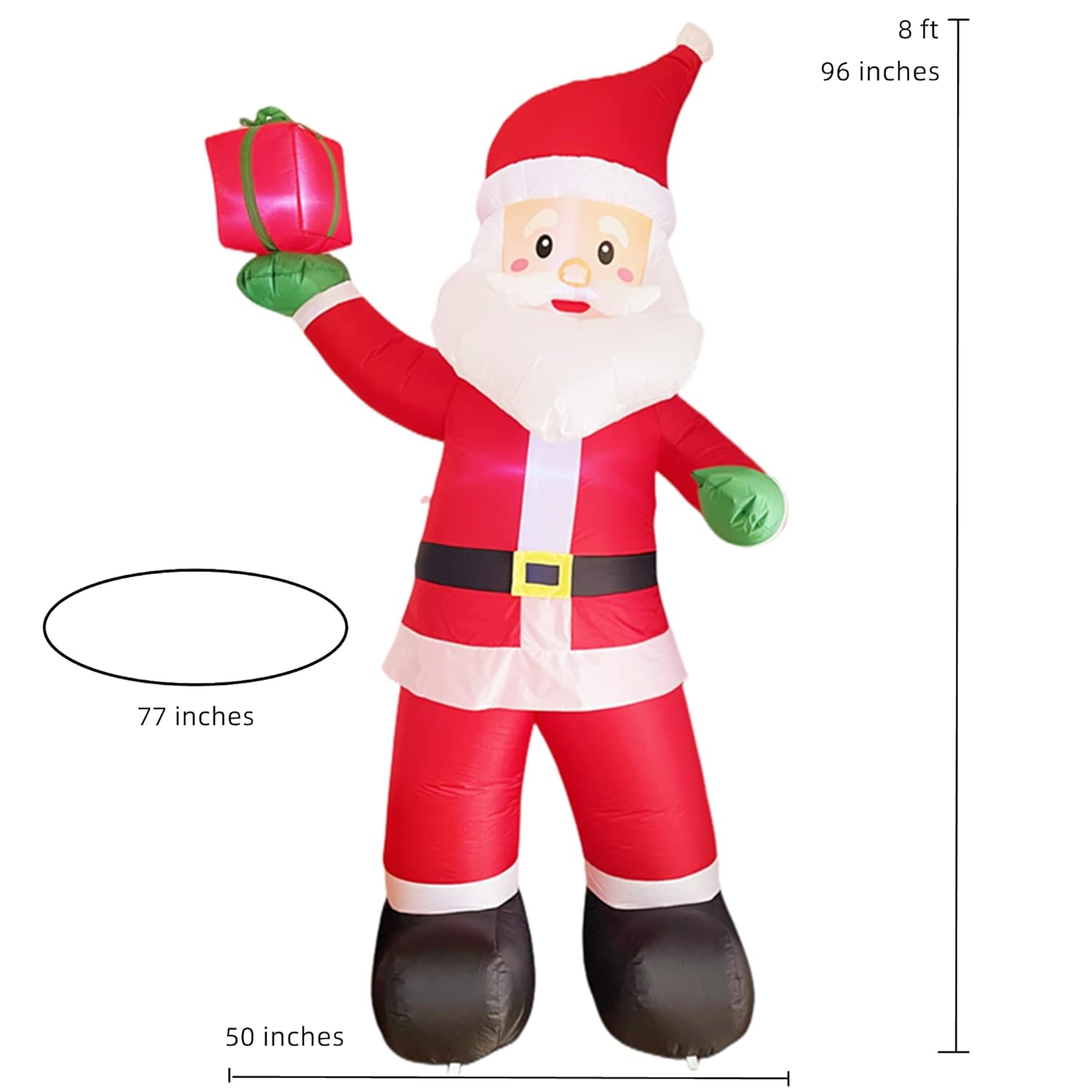 Christmas Inflatable Santa Claus 8 Ft, Giant Christmas Inflatables Outdoor Decoration Blow Up, Build-In Led Lighted Sant