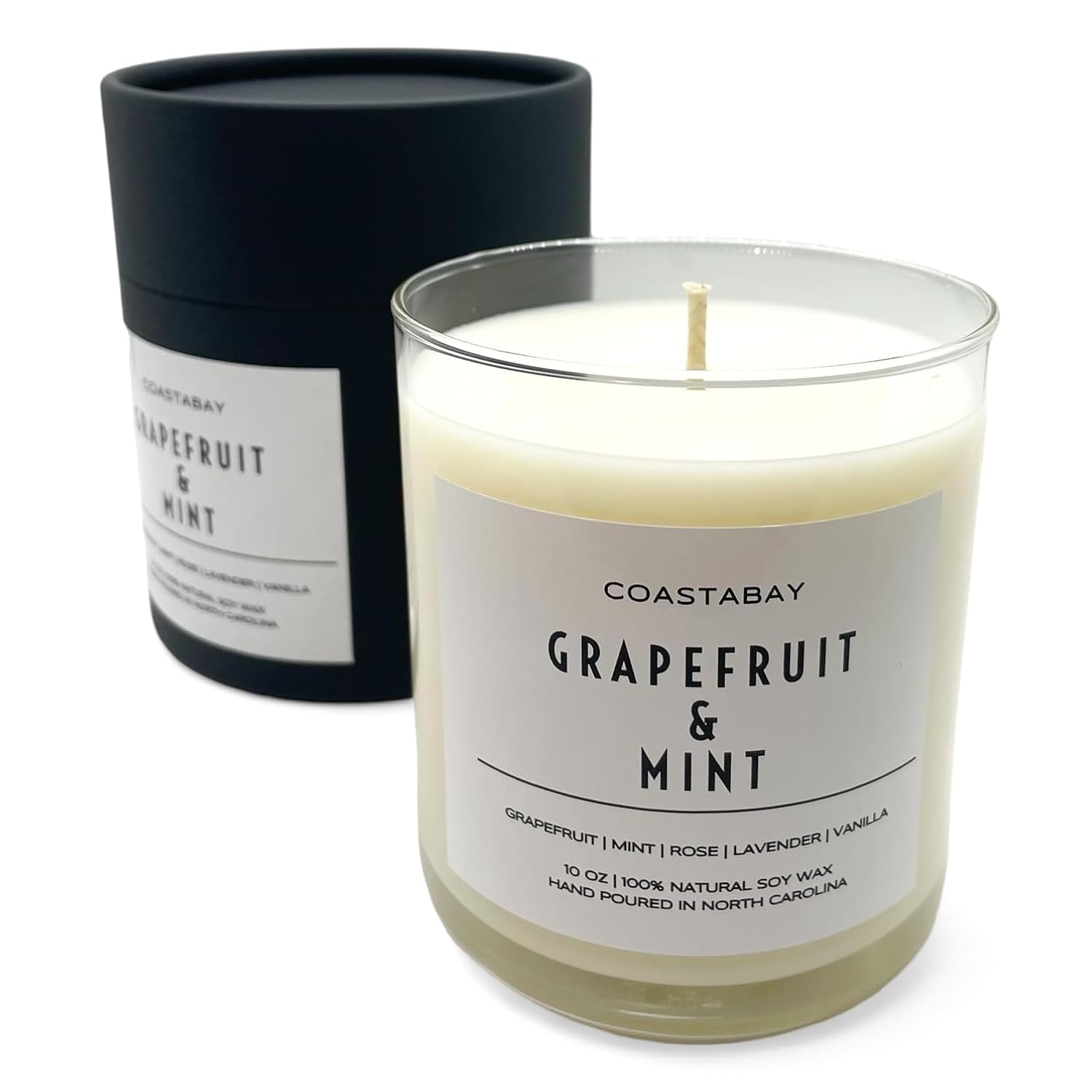 Mint And Grapefruit Candle | Summer Citrus Candles, Handmade In Usa, All Natural Organic 100% Soy Jar Candles, Long Lasting 50+ Hour Burn, 10Oz
