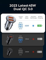 45W Super Fast All-Metal Car Charger, Quick Charge for iPhone & Samsung