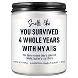 4 Year Anniversary Candle For Him, Her - 4Th Anniversary, Gifts For Husband, Wife, Couple, Boyfriend, Girlfriend - Fruit & Flowers 4Th Wedding Anniv. Gifts For Men, Women