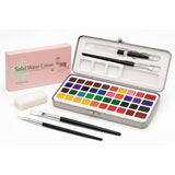 Eg Liberty 50 Color Solid Watercolor Paint Set, Professional Artist Watercolors, Metal Tin Travel Kit With Brushes And Mixing Palette