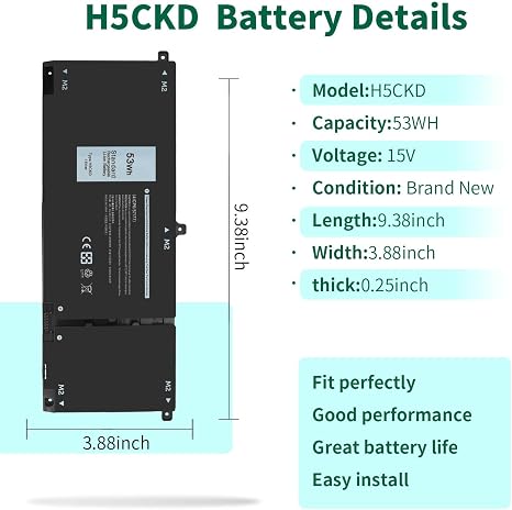 H5CKD Laptop Battery Replacement for Dell Inspiron 5400 5406 7405 7306 53Wh