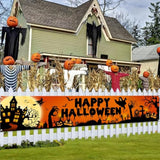 Happy Halloween Banner Large 98.4x19.6 Inch Black Orange Yard Sign Outdoor Decor