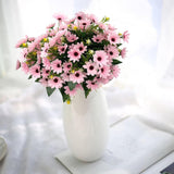 Artificial Daisies Flowers, Plastic Plants Silk Daisy Flower Bunches Fake Field Marguerites Bouquet Faux Stems For Wedding Party Farmhouse Greenery Indoor Outdoor Home Garden Decorations Pink 4 Pack