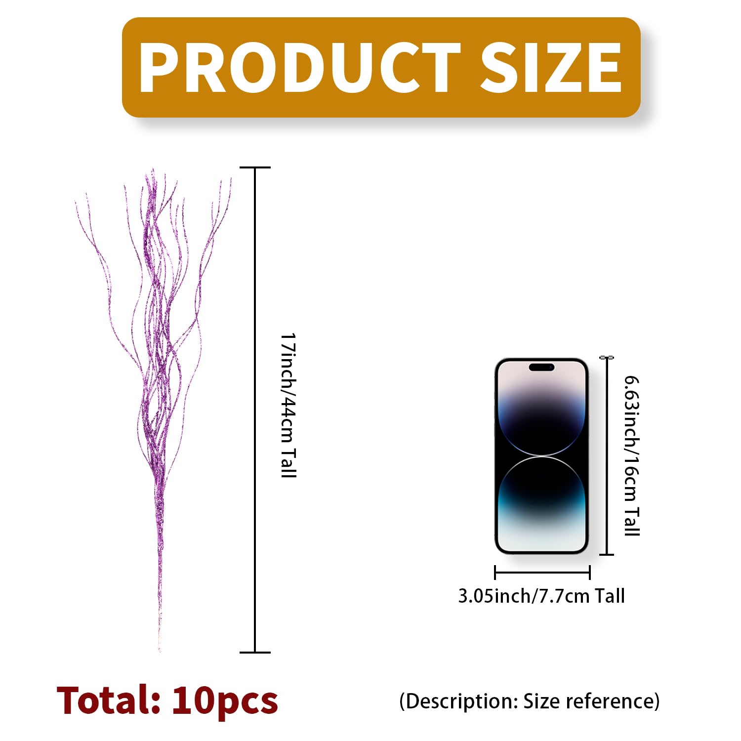 10 Pcs Glitter Christmas Picks Sprays Sparkle Curly Ting Branches Decorative Sticks Stems Artificial Curly Wispy Willow Twigs For Christmas Tree Vase Fillers Crafts Garland Home Decor (Purple, 10)