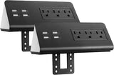 2 Pack Desk Edge Mount Power Strip Surge Protector with 3 AC Outlets and 4 USB Ports Black