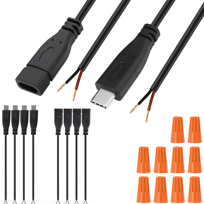 Usb C Connector Diy Solderable 2 Wire Power Supply Extension Cable Charger Con