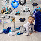 32 Pieces Police Party Decorations Set Police Academy Graduation Party Swirls Set Including 20 Latex Balloons 2 Banners 10 Hanging Swirls Birthday Decorations