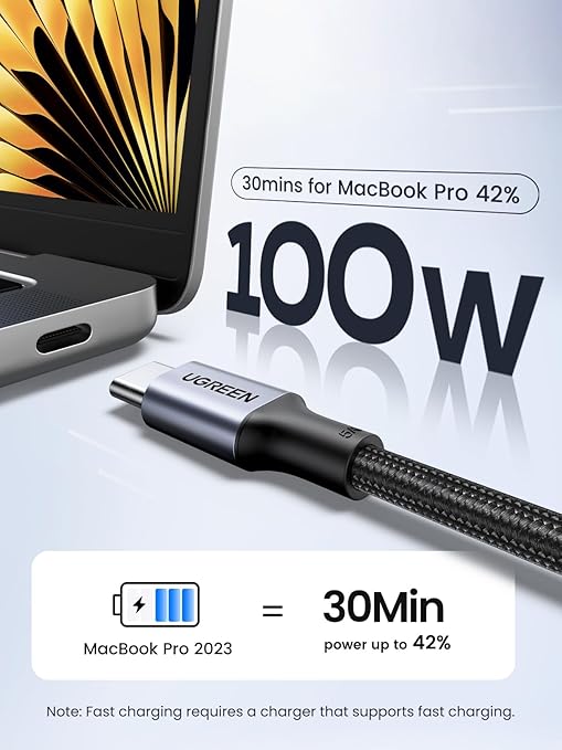 2 Pack USB C to USB C Cable 3.3FT 100W Fast Charging Cord for iPhone 17 16 MacBook Samsung Galaxy S25 Black
