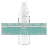 32 Pcs Teal Blue Happy Birthday Water Bottle Labels, Pearl Birthday Water Bottle Labels For Girl, Cheers To 21St 30Th 40Th 50Th Birthday Party Bottle Wrappers, Birthday Party Decorations