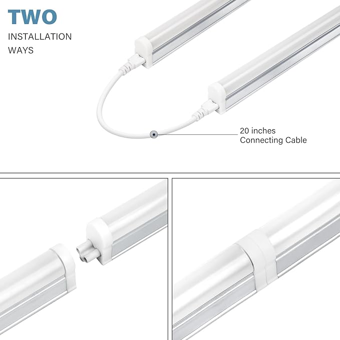 6 Pack 4FT LED T5 Shop Lights 2200LM 6500K Utility Ceiling Under Cabinet Fixtures