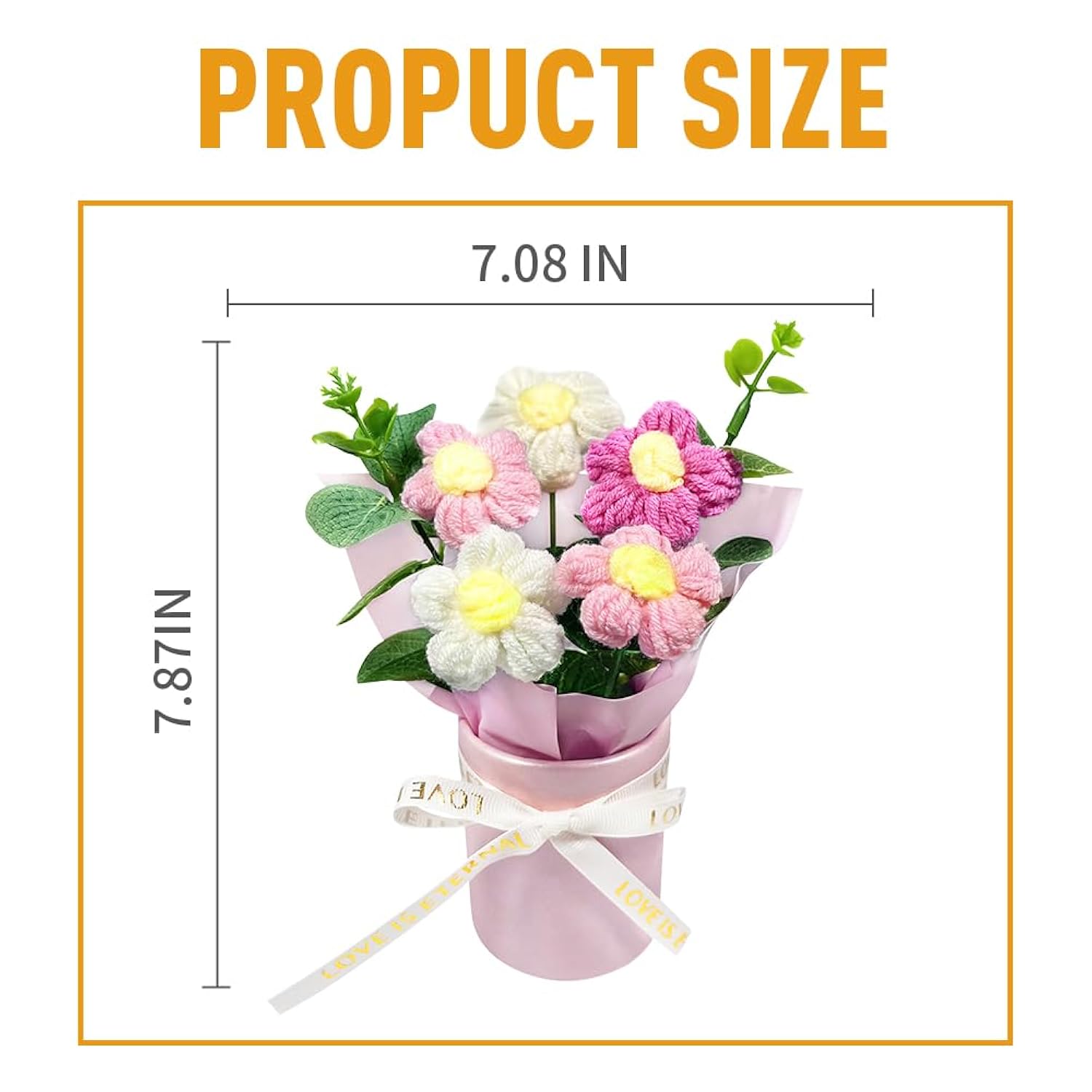 Crochet Flower Bouquet: Handmade Knitted Bouquet For Mother'S Day Birthday Home Decor Girlfriend Wedding Grandma Bday Gift(Pink)