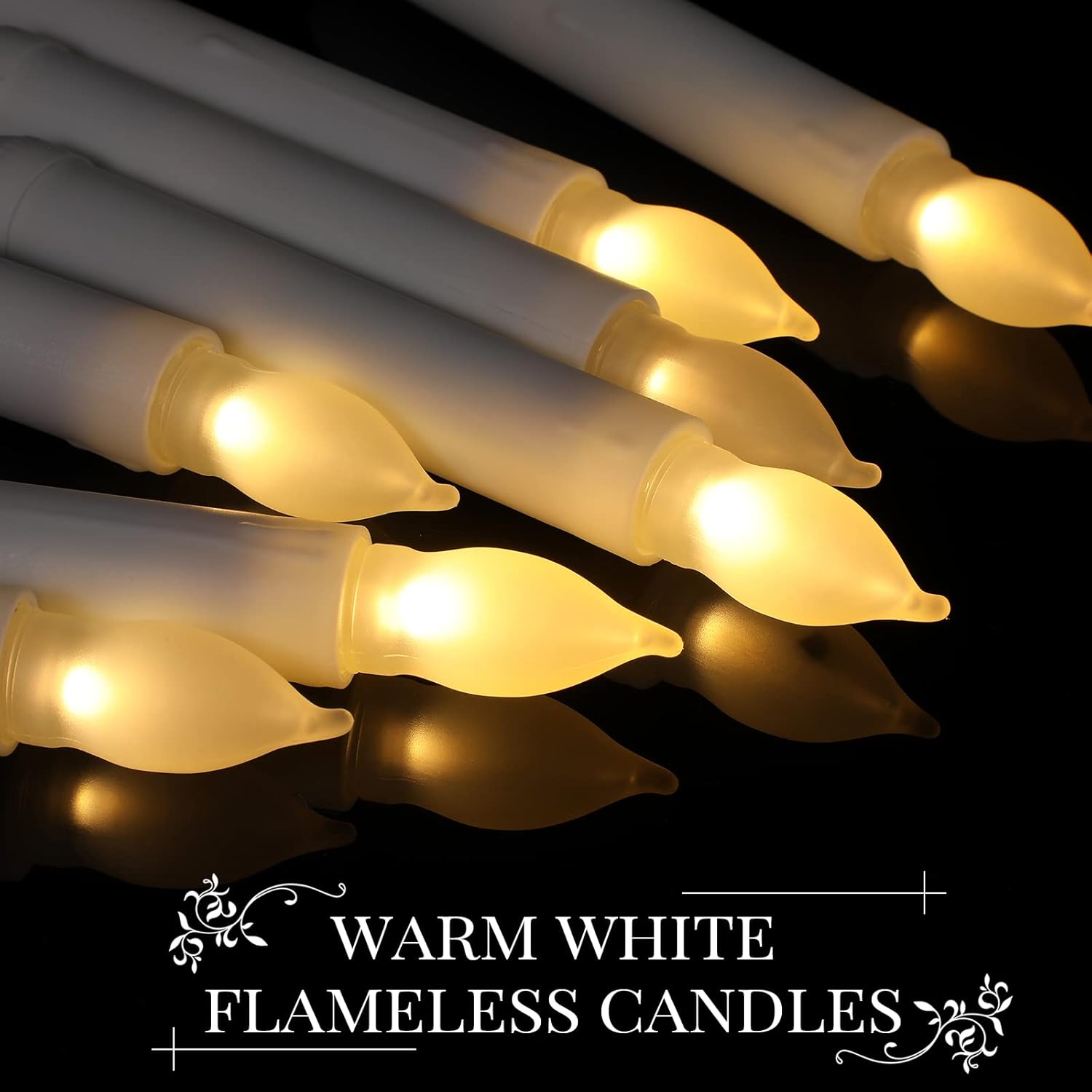 60 Pcs Flameless Led Taper Candle Battery Operated Candle Flickering Led Candle With Warm Light For Church Christmas, Battery Not Included(Null)