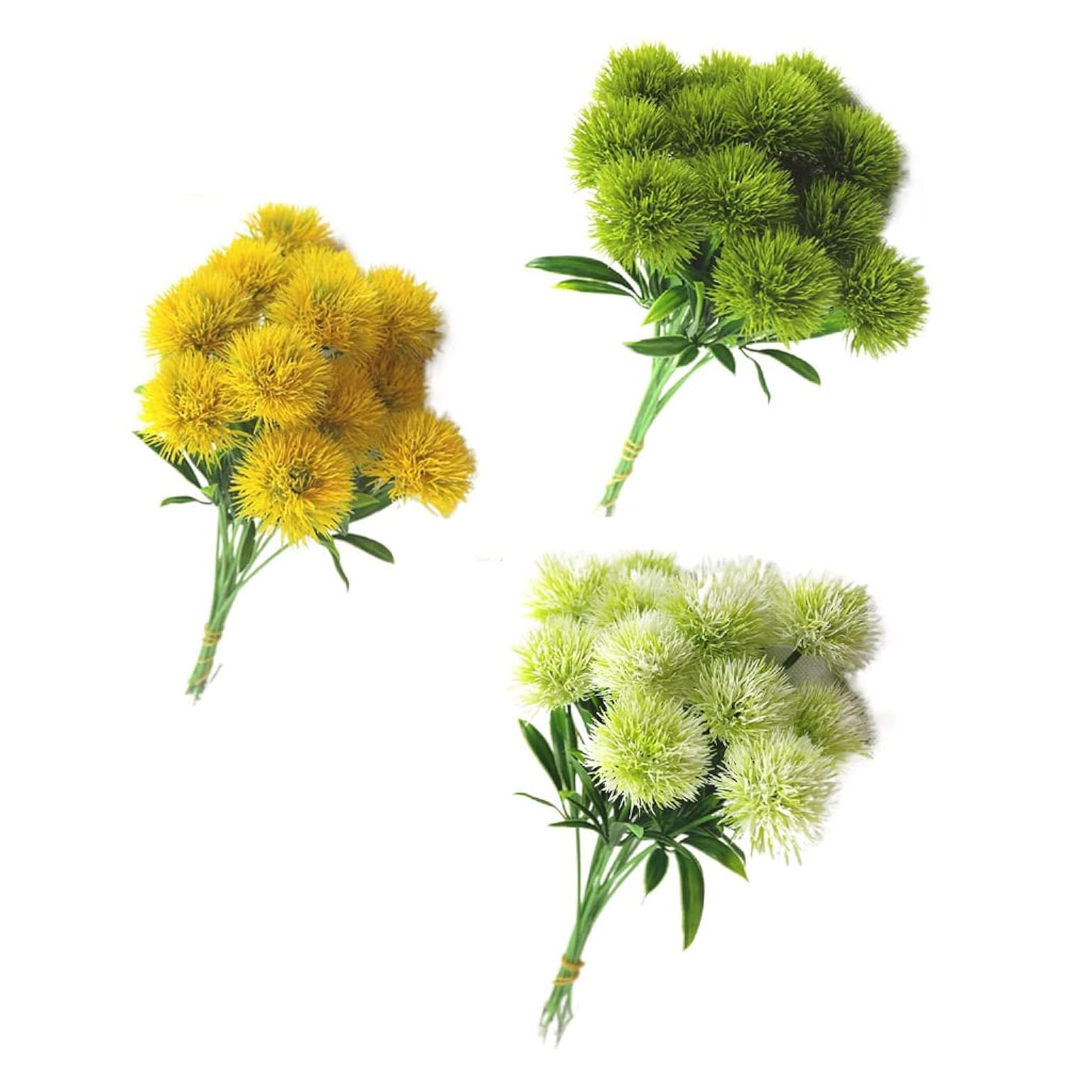 15Pcs Silk Dandelion Flowers Home Decorative Plastic Fake Artificial Flowers For Home Party Wedding Green Real Touch Decoration(7.87Inch)