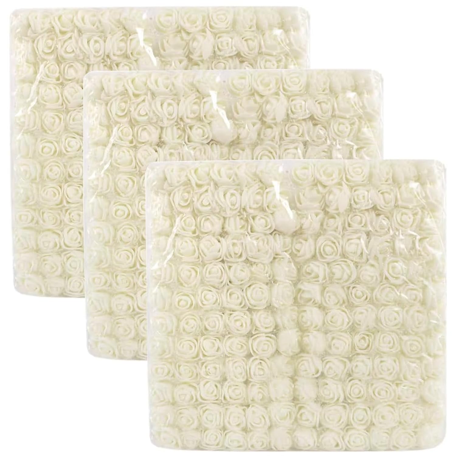 432 Pcs Mini Artificial Rose Flower Heads Real Looking Foam Fake Roses Heads For Diy Wedding Flowers Accessories Bridal Hair Clips Headbands Dress Decoration(Ivory)