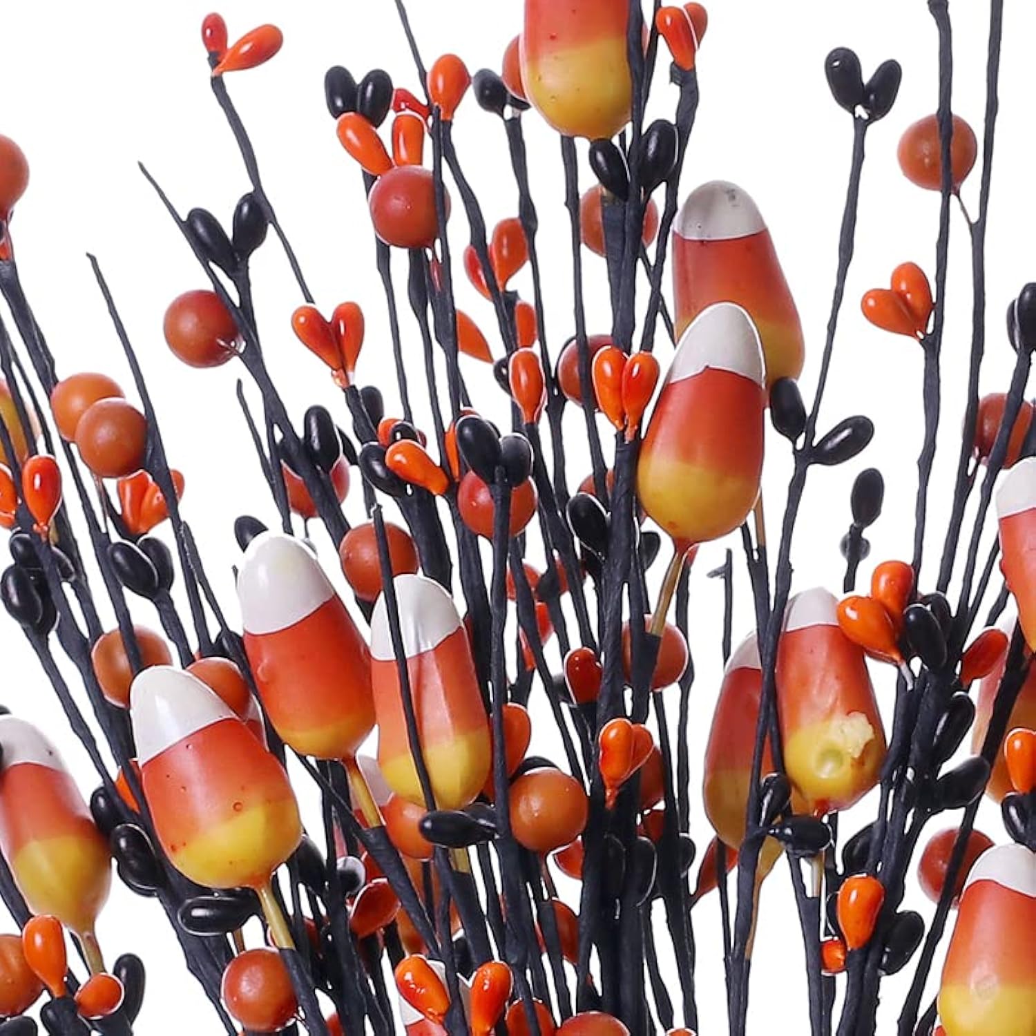 6 Pcs Halloween Picks,17In/43Cm Tall Artificial Fall Stems Halloween Berry Spray With Fake Candies For Holiday And Fall Decor